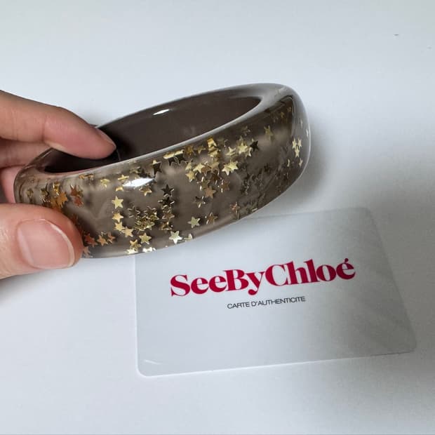 (보증서O) See by Chloe 스타 글리터 뱅글 베이지