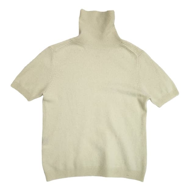 터틀넥 캐시미어 반팔 니트