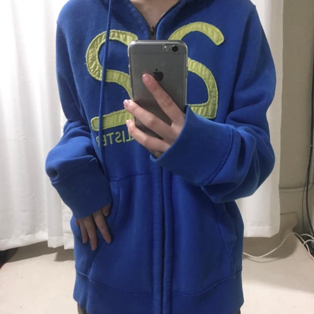 홀리스터 블루 연두 후드집업