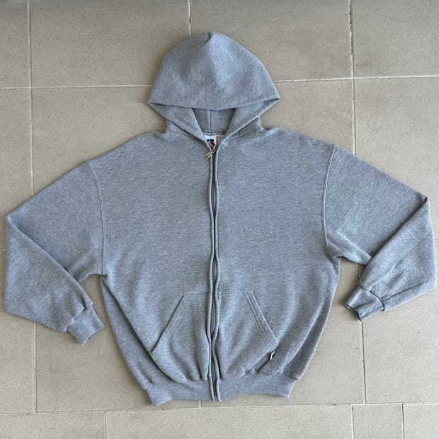 90s 빈티지 러셀 후드집업 그레이 L