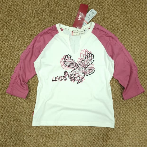 LEVIS 리바이스 투톤 eagle 프린팅 딱붙 7부 티셔츠 데드스탁 제