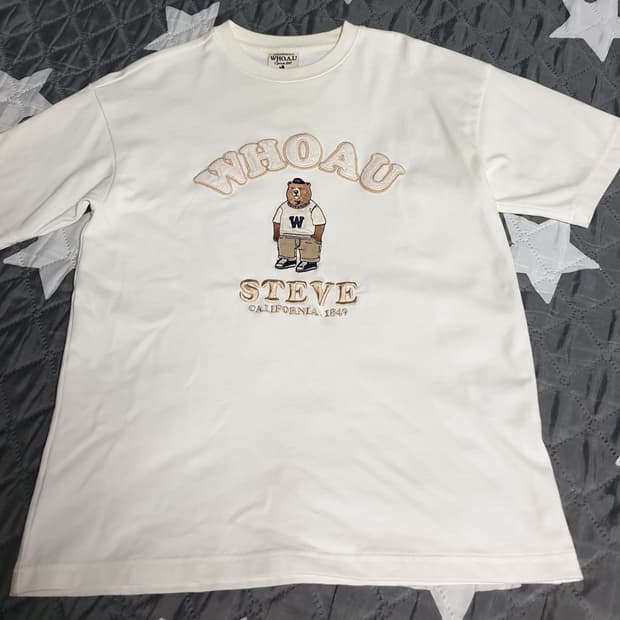 후아유 빅자수 스티브 코튼 반팔티 (S)