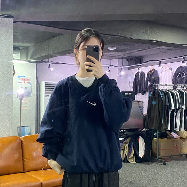 나이키 센터로고 네이비 웜업 B2069