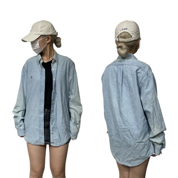 폴로 랄프 로렌 데님 커스텀핏 청 셔츠 L