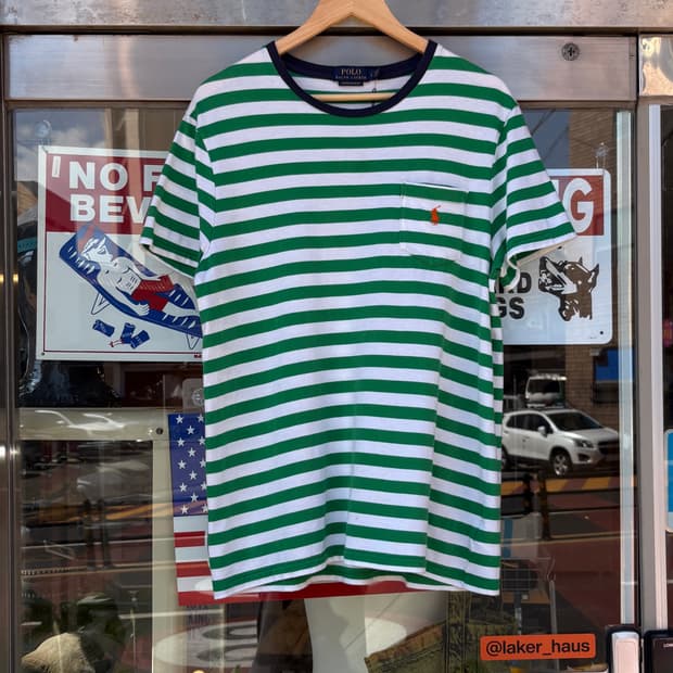[L/G] Polo green ringer stripe T-shirt