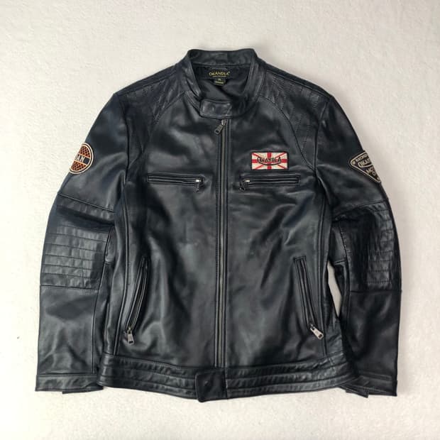 OKANDLA 쉽스킨 바이커 레더 자켓
