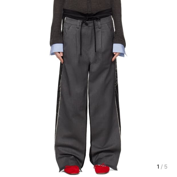 Openyy 오픈와이와이 프론트 스트라이프 레이어드 팬츠 블랙