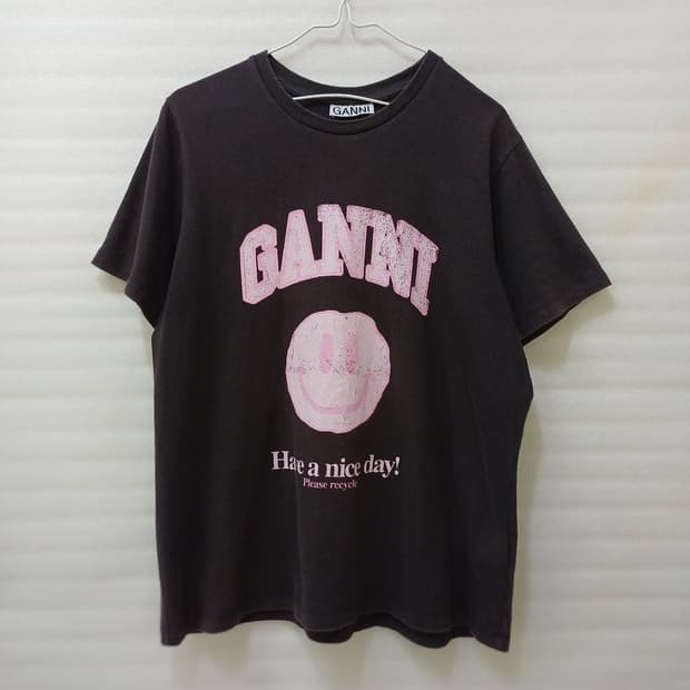 포루투갈정품 가니 라운드 스마일 반팔 티 여성 루즈 M ~ L 사랑봉봉