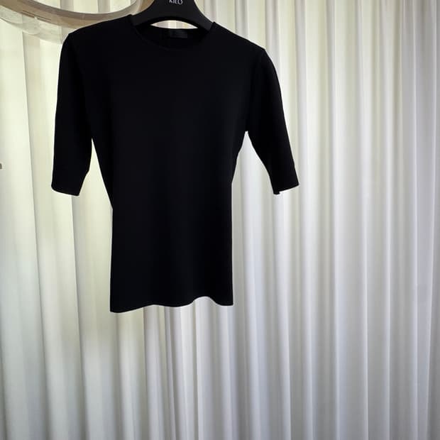 오르 라운드 고밀도 5부 니트 블랙m