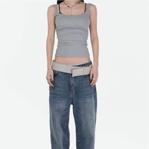 킴서울 111 SLEEVELESS TOP 블루 그레이