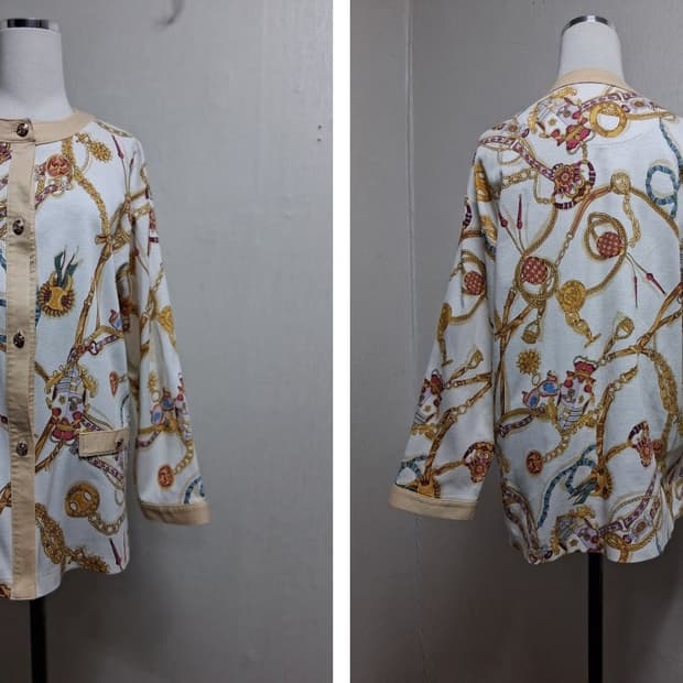 셀린느 가디건  패턴 면가디건 실켓면 여성77
면100 % 일본산 셀린느