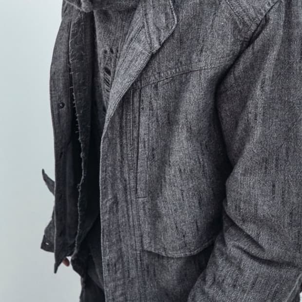 Collarless jacket set