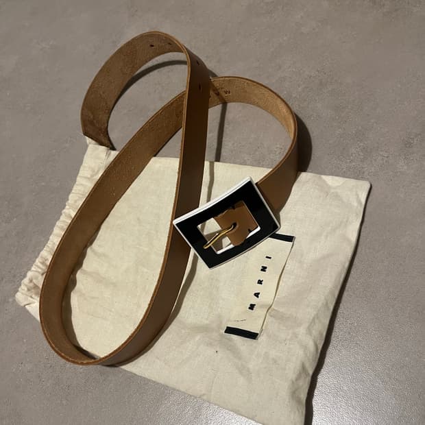 마르니 가죽 벨트 베이지 브라운