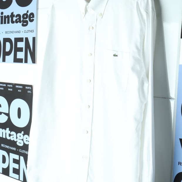 (XL-2XL) 라코스테 셔츠 남방 무지 화이트 흰색 원포켓-H31302