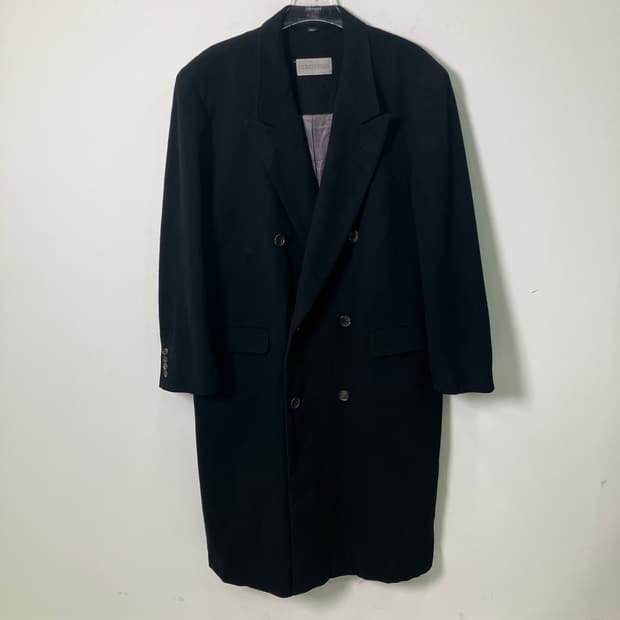 VTG 빈티지 블랙 더블 브레스티드 캐시미어 롱코트