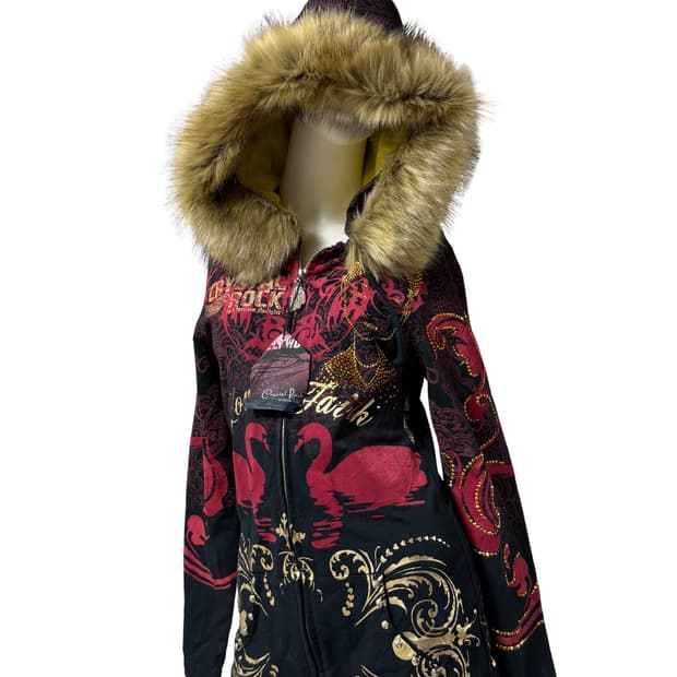 Christian Audigier 갸루맛 퍼 후드집업 미사용품