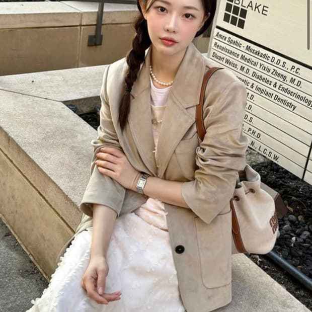 온앤온 스웨이드 자켓 (이시안,정채연 자켓) 샌드 색상