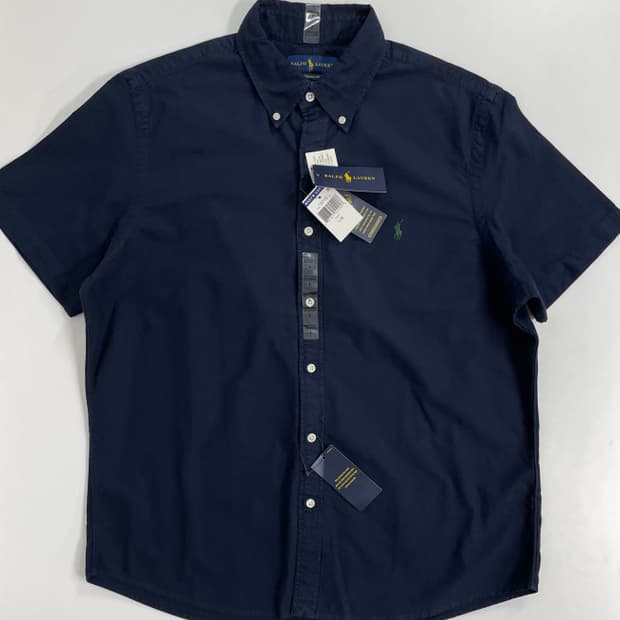 폴로 네이비 가먼트다잉 반팔셔츠 L