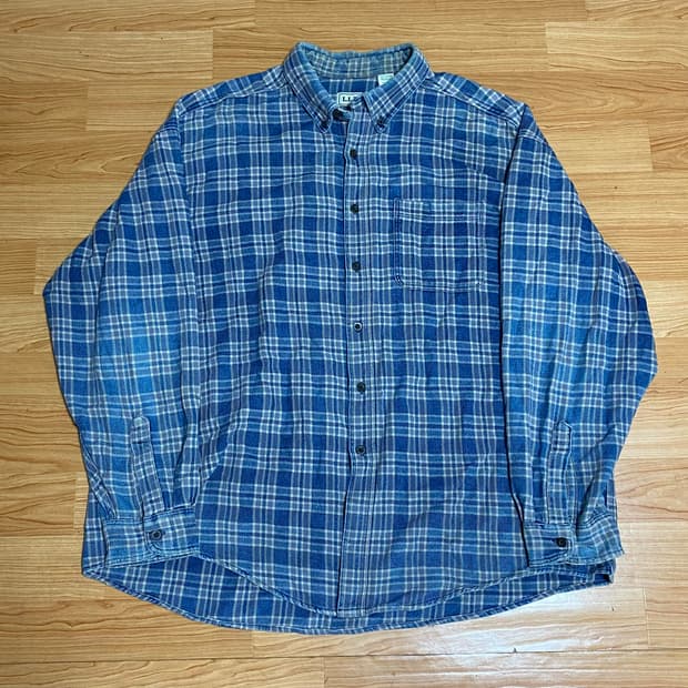 빈티지 80s 엘엘빈 플란넬 체크 셔츠 XXL 2XL
