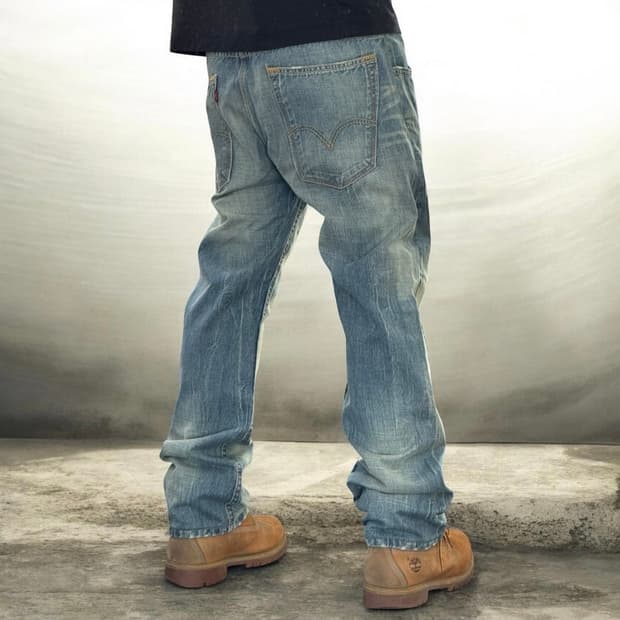 리바이스 504 워싱 데님팬츠