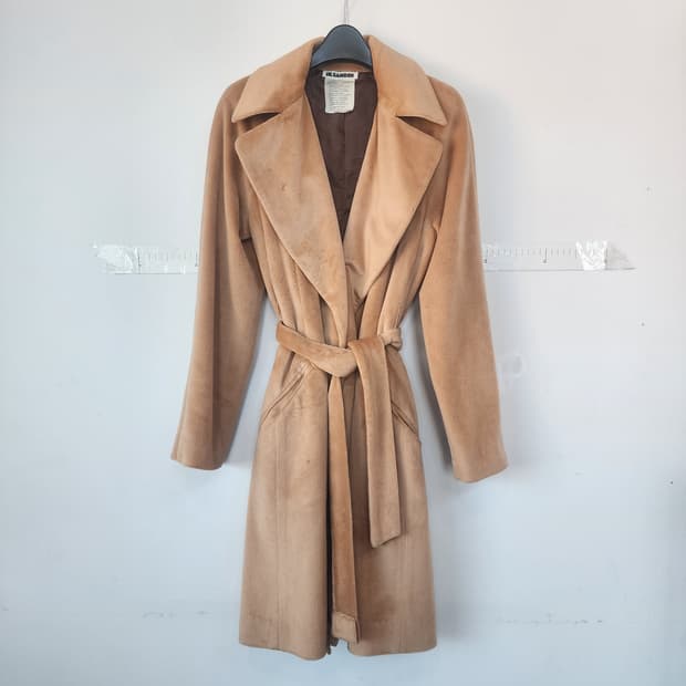 질샌더 캐시미어 랩 코트 브라운