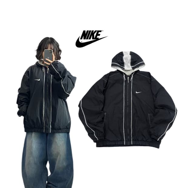 나이키 90s 스우시 빅로고 올드스쿨 나일론 점퍼 자켓