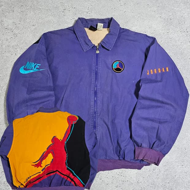 나이키 90s 빅로고 올드스쿨 조던 오버핏 바람막이 카라 자켓