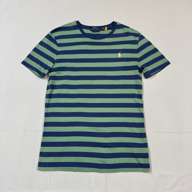 S) 폴로 랄프로렌 스트라이프 반팔 티셔츠 신형 큐알탭