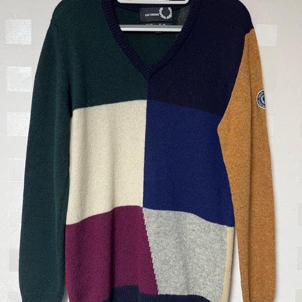 RAF SIMONS X FRED PERRY 배색 니트 XS