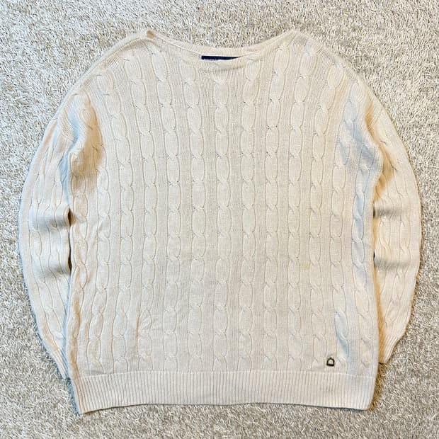 폴로 스포츠 신형 케이블 울 캐시미어 꽈배기 니트 아이보리