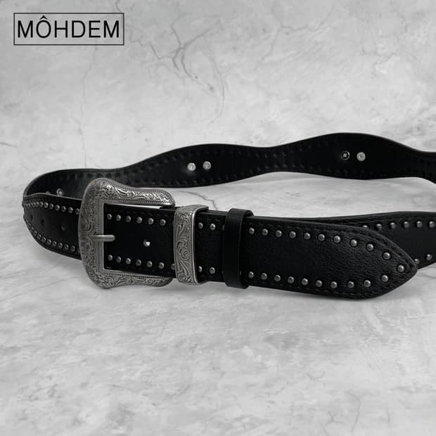 [Unisex]엔틱 웨스턴 찡 가죽 벨트