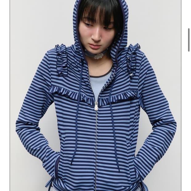 타입서비스 러플 스트라이프 Zip Hoodie Blue