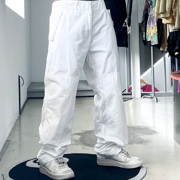 폴로 스포츠 화이트 더블니 카고팬츠