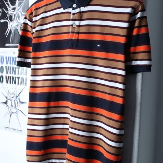 W(L-XL) 타미힐피거 반팔 카라 티셔츠 스트라이프-H30382