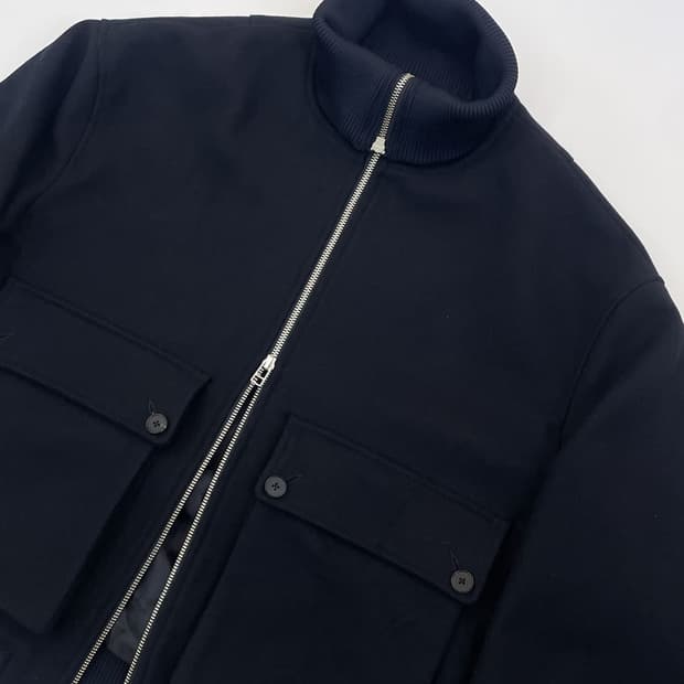 [S] 이얼즈어고 22fw 울 바시티 하이넥 집업 자켓