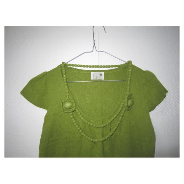 vintage green knit flower onepiece