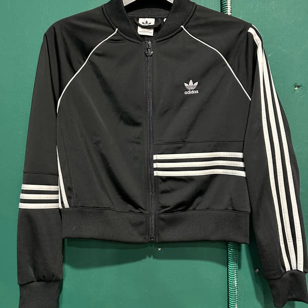 아디다스 크롭 트랙탑져지 블랙L