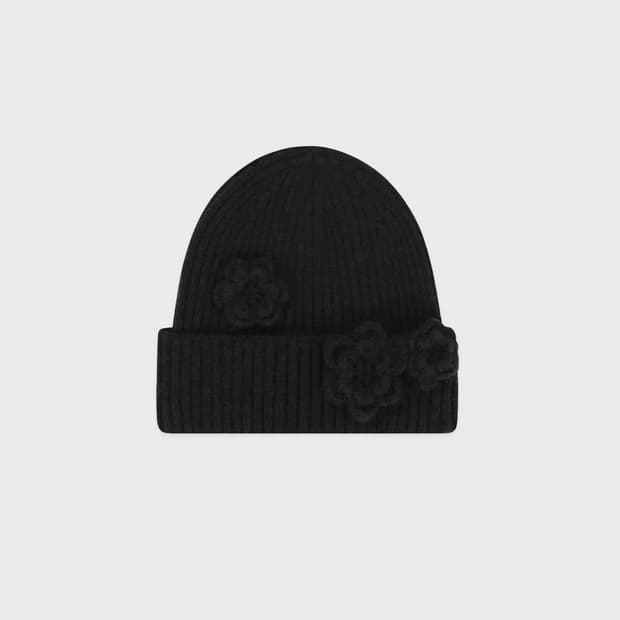 시눈 Flower beanie (Black)