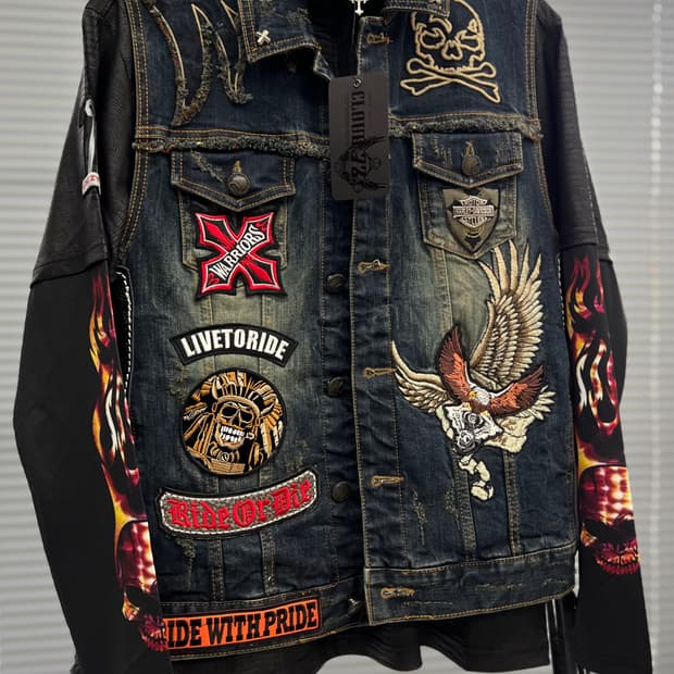 자수워싱 옆트임 청조끼