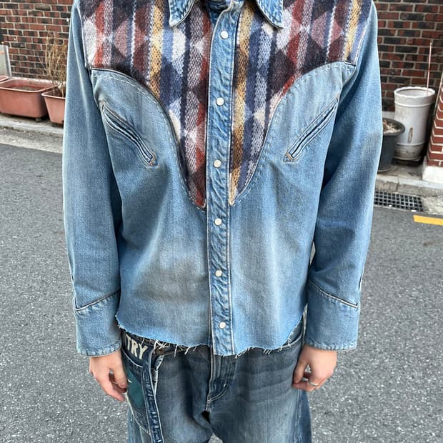 Rework western denim shirt