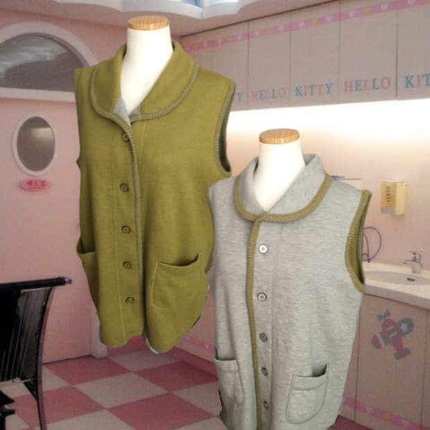 일본빈티지 하구미 양면 조끼 모리걸 할미룩 그린코어 레이어드룩 핀터깔