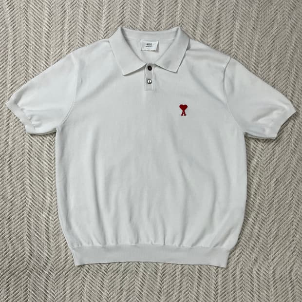 아미 알렉상드르 마티우시 화이트 하트 로고 폴로 XL