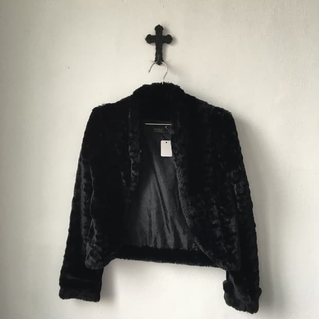 Fake fur open jacket