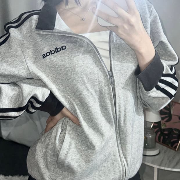 🐰아디다스 그레이 코튼 회검 여리핏 면 집업🪽🖤