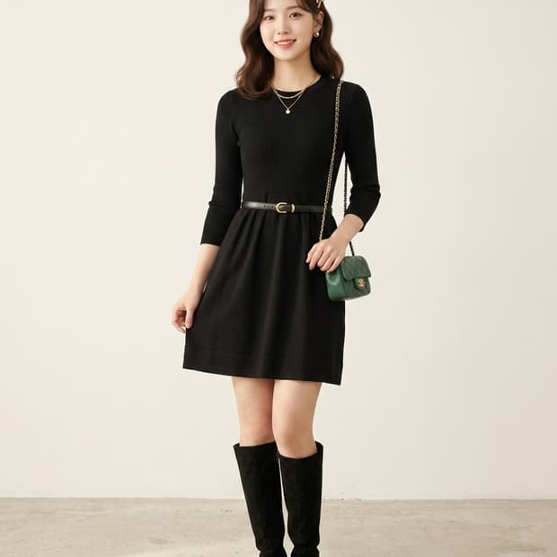 띠어리(Theory) HANNYI 블랙 울 혼방 지퍼 원피스