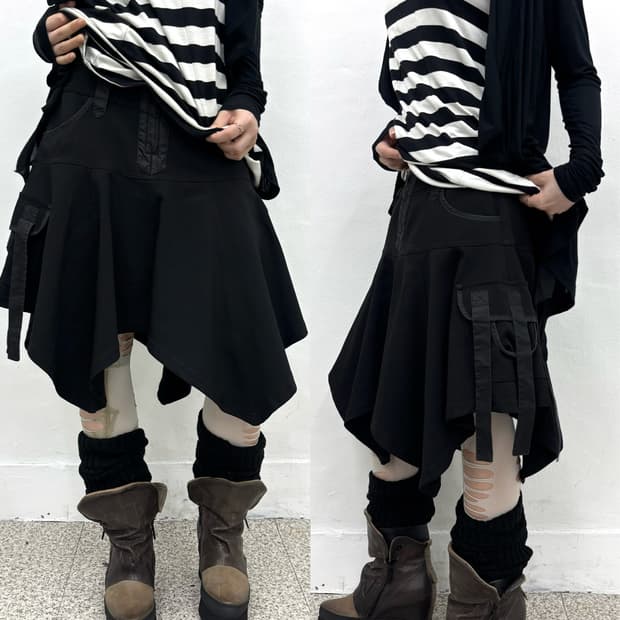 Cargo strap detail skirt pants