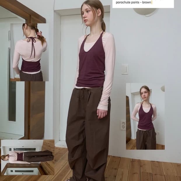파이시스 니들 halter neck layered sheer top
