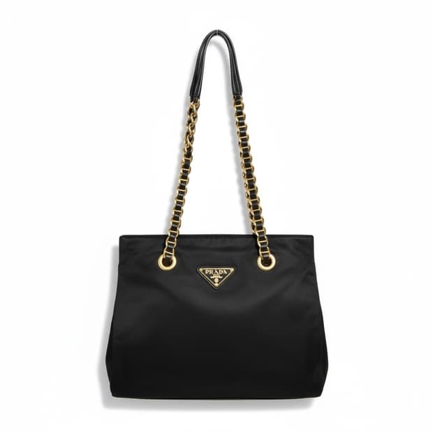 정품 빈티지 프라다 나일론  블랙 체인 숄더백