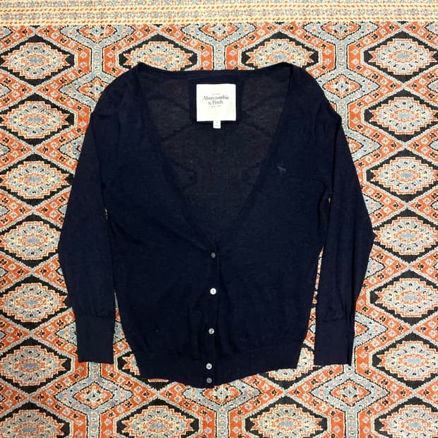 아베크롬비 네이비 브이넥 7부 가디건 여성M