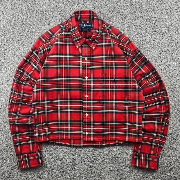 폴로랄프로렌 엘보패치 크롭 커스텀 체크 셔츠 ( M ) / 11516